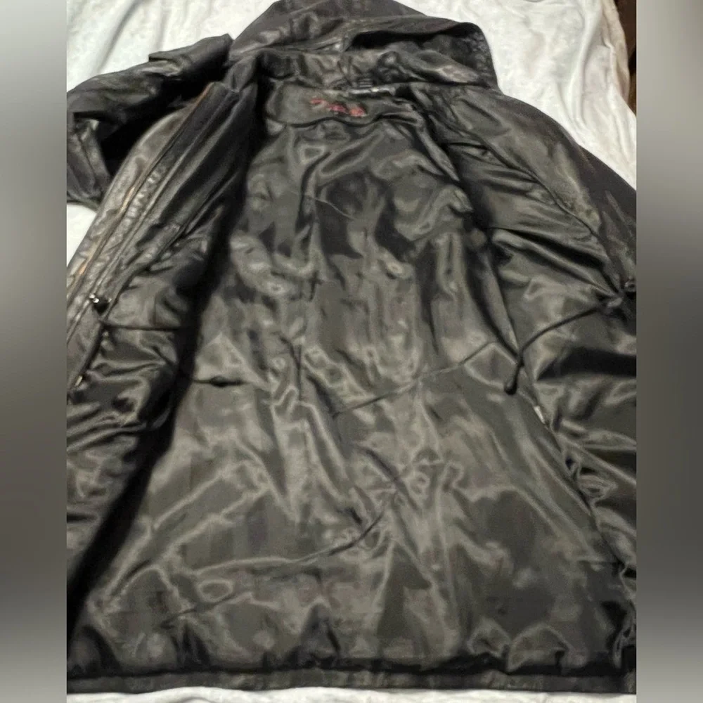 Phase Two Heavy LEATHER Hooded Coat Anorak Windbreaker Men’s Large, Women’s XL